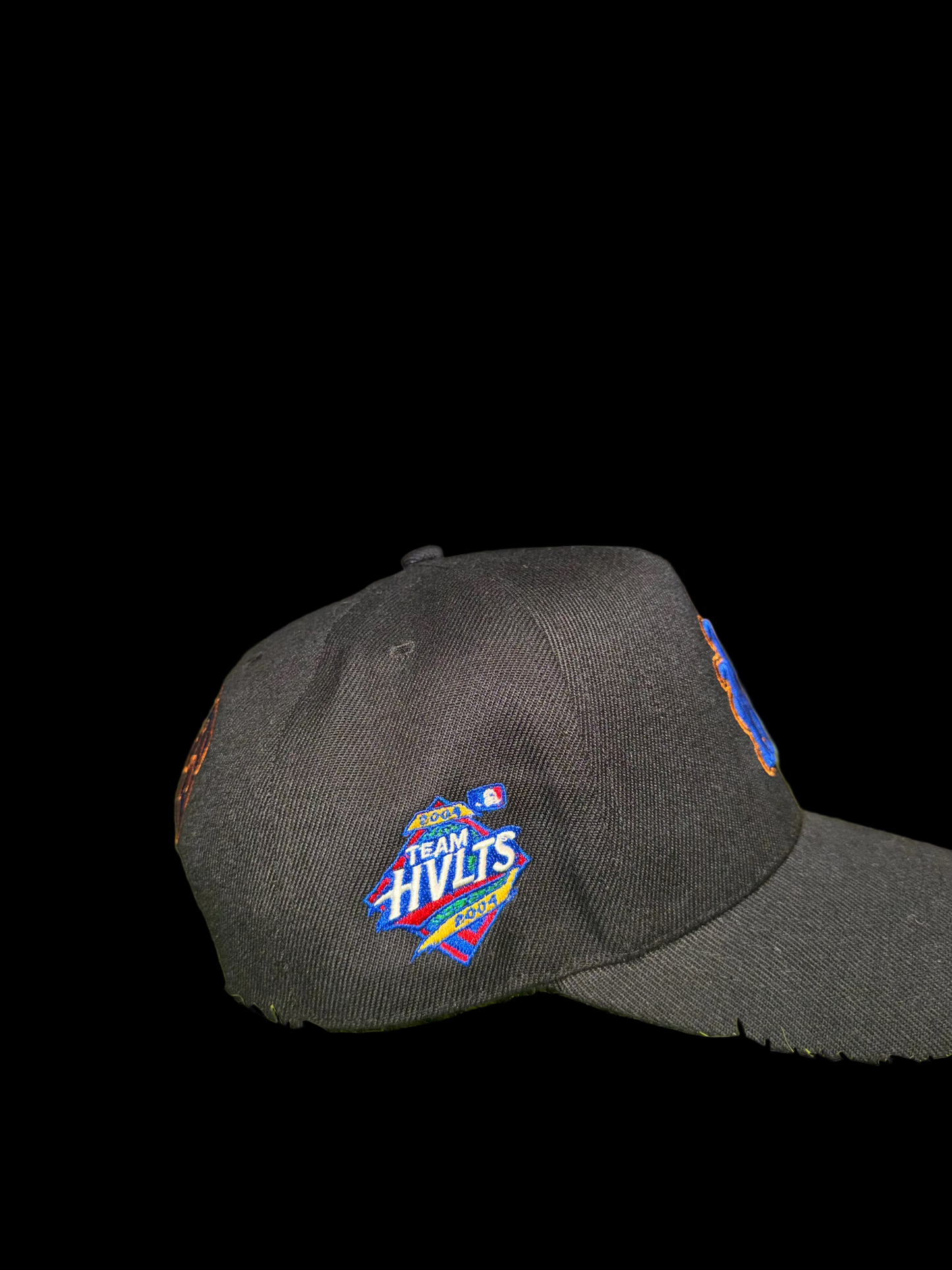 HVLTS "NY" Distressed Trucker Hat - Black/Blue