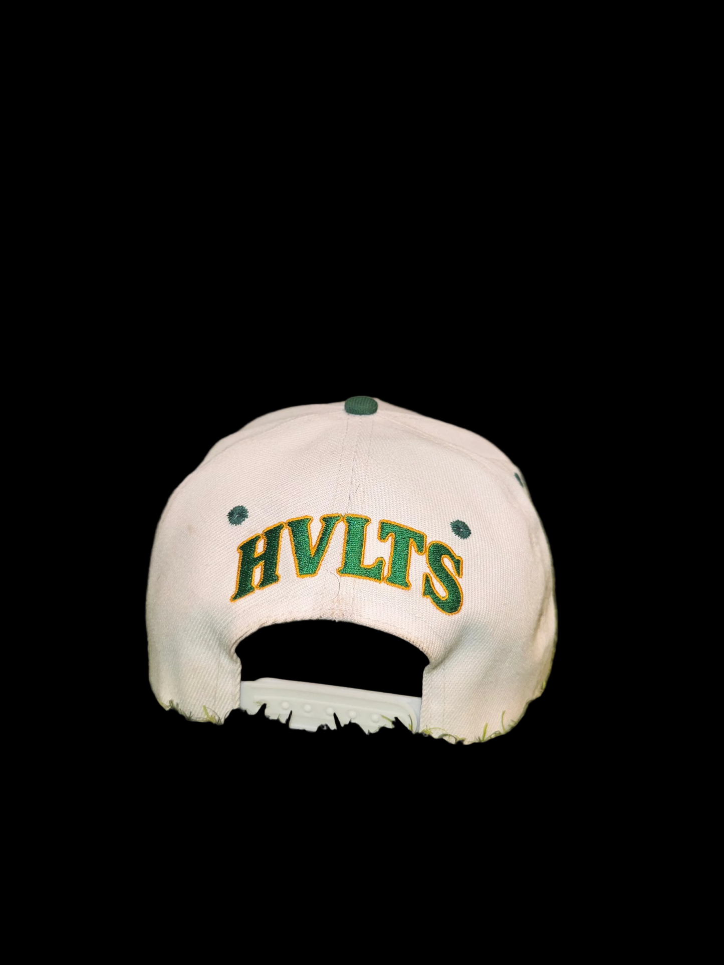 HVLTS Monogram Distressed Trucker Hat - Cream/Green